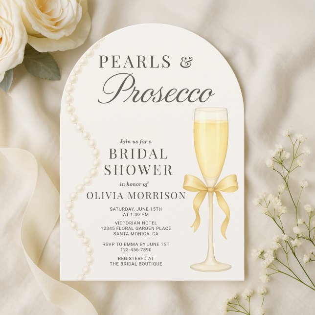 Invitation Elegant Pearls and Prosecco Bridal Shower (Créateur téléchargé)