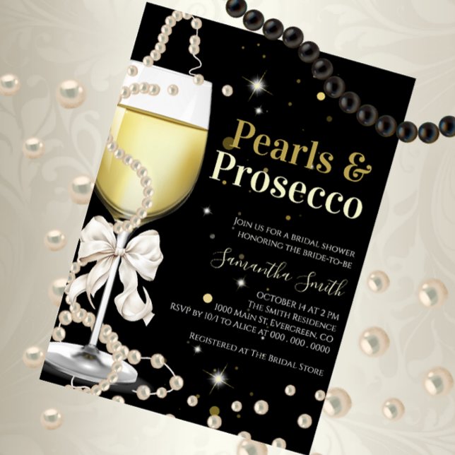 Invitation Elegant Pearls et Prosecco Fête des mariées (Créateur téléchargé)