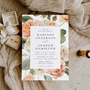 Invitation Elegant Pêche et Rose de crème Mariage
