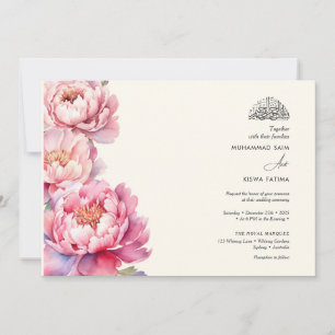 Invitation Elégant Peonies floral musulman Nikah islamique