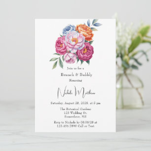 Invitation Élégant Peony Bouquet Bridesmaitres Déjeuner