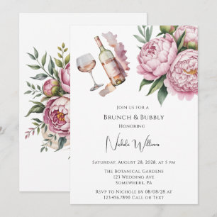 Invitation Elegant Peony Brunch Floral & Bubbly