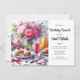 Invitation Elégant Peony Floral Anniversaire Brunch