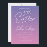 Invitation Élégant Périwinkle Purple Girly 30e anniversaire<br><div class="desc">Votre femme adorera cette élégante invitation de Jessica Amber pour fêter son anniversaire. Cette carte mignonne présente un modèle de couleur pourpre perwinkle. Une police de script girly vous indique qu'il s'agit d'un 30ème anniversaire, et vous pouvez modifier le texte pour le nom de la personne de l'anniversaire, ainsi que...</div>