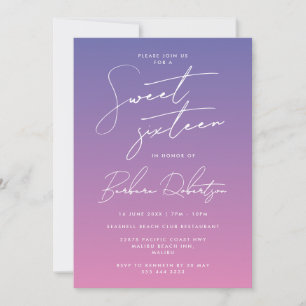 Invitation Élégant Périwinkle violet Sweet sixteen de script