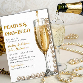 Invitation Elégant perles d'or et Mariage de poursuites