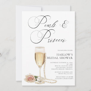 Invitation Elegant Perles et Fête des mariées Prosecco Invita