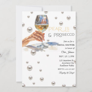 Invitation Elegant Perles et Prosecco Enterrement de Vie de J