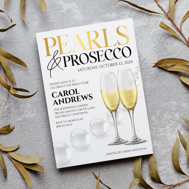 Invitation Élégant Perles et Prosecco pour Enterrement de Vie (Créateur téléchargé)
