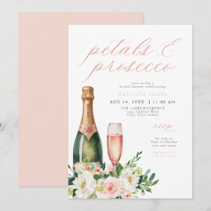Invitation Élégant Pétales et Fête des mariées Prosecco
