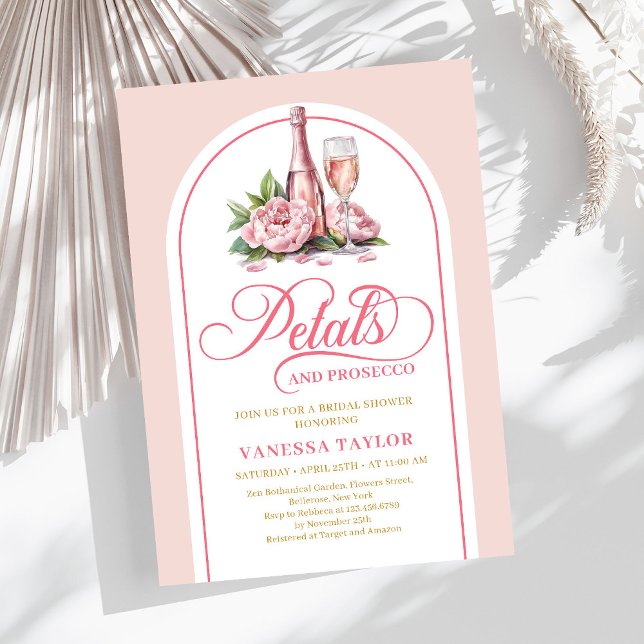 Invitation Elegant petals and prosecco bridal blush gold (Elegant petals and prosecco bridal blush gold Invitation)
