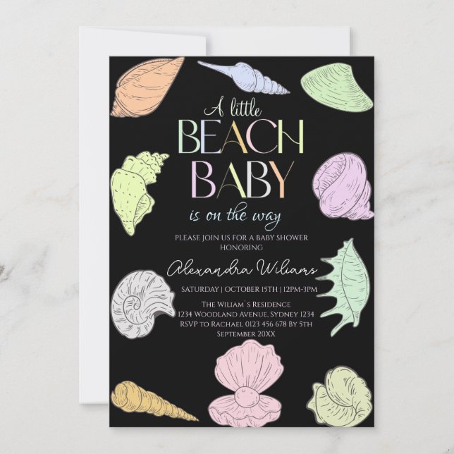 Invitation Elégant Petit Baby shower De Bébé De Plage (Devant)