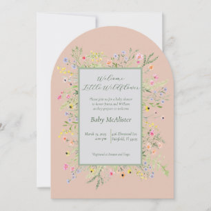 Invitation Elégant petit Baby shower Fleur sauvage Bienvenue