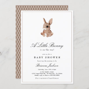 Invitation Elégant Petit Lapin Genre Baby shower Neutre
