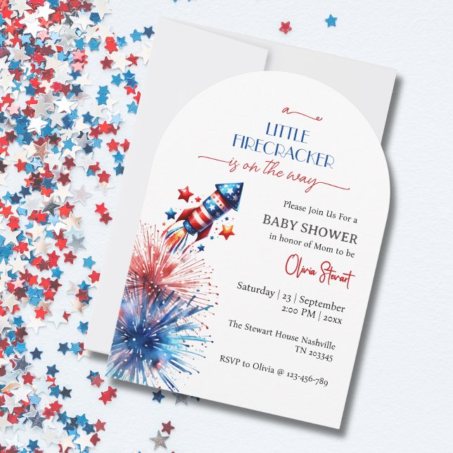 Invitation Elégant Petit pétard Baby shower du 4 juillet (Créateur téléchargé)