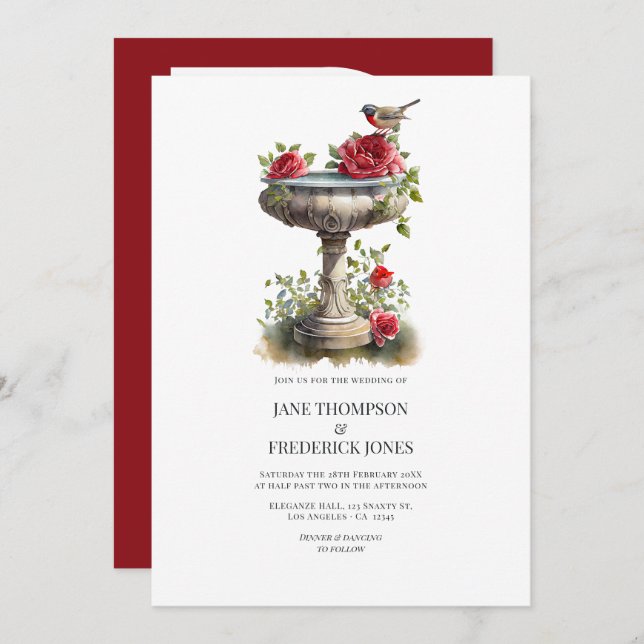 Invitation Elegant Photo and QR Code Garden Wedding (Devant / Derrière)