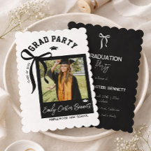 Elegant Photo Coquette Black White Bow Graduation