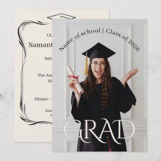 Invitation Elegant Photo Grad Party | Modern Minimalist Grad 