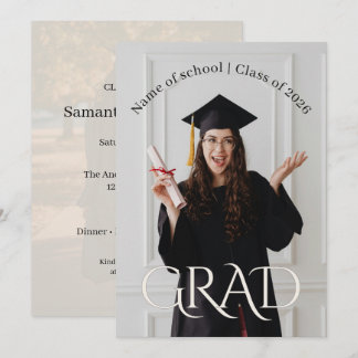 Invitation Elegant Photo Grad Party | Modern Minimalist Grad 