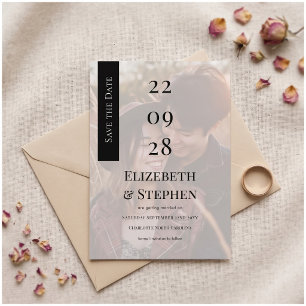 Invitation Élégant Photo Noir Blanc Moderne Save The Date