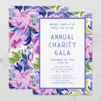 Élégant Pink Blue Floral Charity Event Gala Party