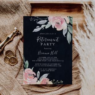 Invitation Élégant Pink Blush Floral Retraite Party Invitat