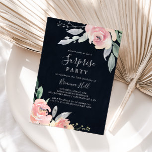 Invitation Élégant Pink Blush Floral Surprise Party Invitatio