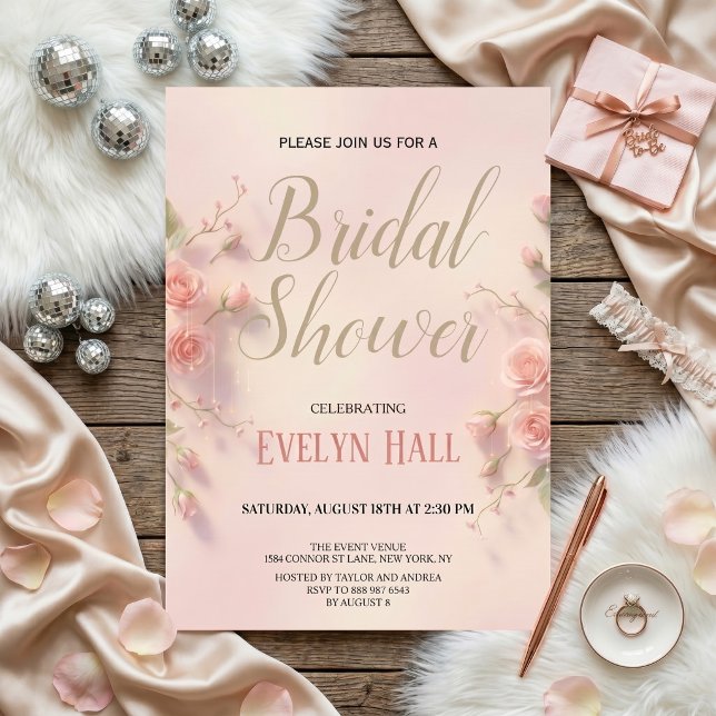 Invitation Elegant Pink Floral Bachelorette Party (Créateur téléchargé)