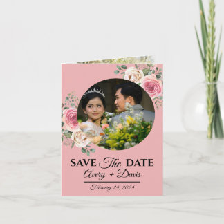 Invitation Elegant Pink Floral Fully Editable Save the Date