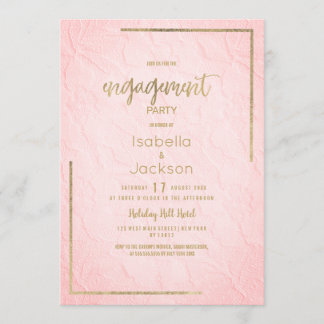 Invitation Elegant pink gold french floral lace Engagement 