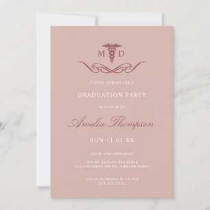 Invitation Élégant Pink Grad Party Docteur Médicale