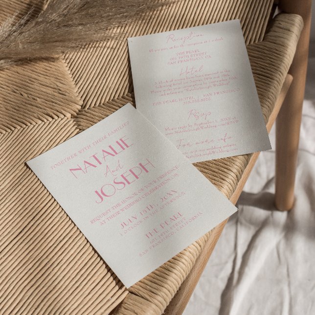 Invitation Elegant Pink Orange Stylish All In One Wedding (Créateur téléchargé)