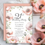 Invitation Elegant Pink Poppies Floral 21st Birthday Party<br><div class="desc">Elegant pale pink poppies floral design "21st Birthday Party" design featuring a floral frame of pink poppies on a white background.</div>