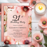 Invitation Elegant Pink Poppies Floral 21st Birthday Party<br><div class="desc">Elegant pink poppies floral design "21st Birthday Party" design featuring a floral frame of varying shades of pink poppies on a distressed pink background.</div>