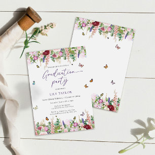 Invitation Élégant Pink Purple Floral Party