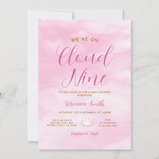 Invitation Elegant Pink Sky Cloud Nine Baby Shower Theme