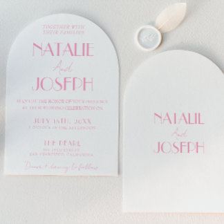 Invitation Elegant Pink Stylish Minimalist Arched Wedding