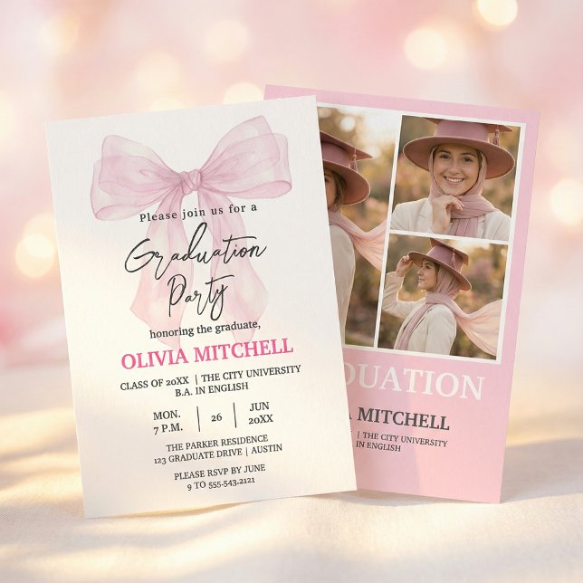 Invitation Elegant Pink Watercolor Graduation Party (#ElegantGraduation #PinkWatercolorDesign #DreamyGraduation #CelebrationEvent2026 #SoftPinkAesthetic)