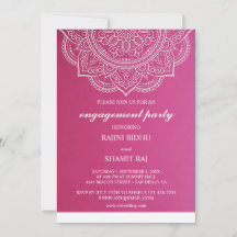 Élégant Pink White Paisley Indian Engagement Party
