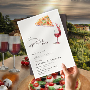 Invitation Elégant Pizza & Vin Repas de Pair Parfait