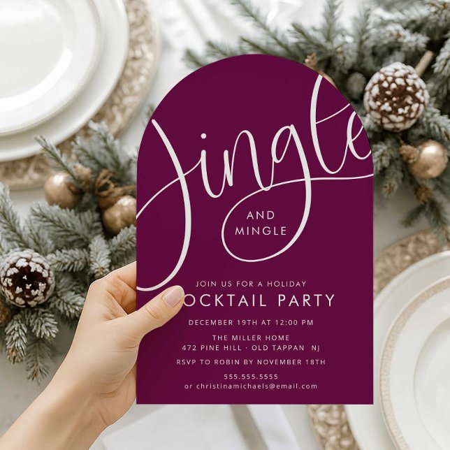 Invitation Élégant Plum "Jingle and Mingle" vacances (Créateur téléchargé)