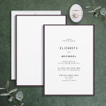 Invitation Elegant Plum Purple & White Typografy Wedding<br><div class="desc">A gorgeous typographiy wedding Invite for a summer or fall wedding ! This beautiful, elegant design fea plum purple edge around a white invite with typographiy modern. A simple, minimaliste design. Thank you sooo much for supporting our small business , we really appreciate it ! We are so happy you...</div>