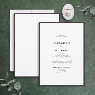 Invitation Elegant Plum Purple & White Typografy Wedding