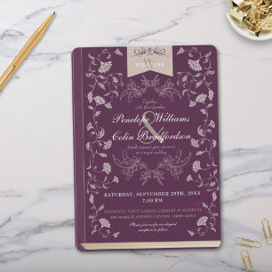 Invitation Élégant Plum Tan Vintage Floral Mariage de couvert