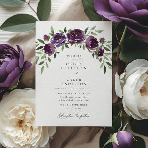 Invitation Élégant Plum violet Mariage floral