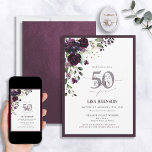 Invitation Élégant Plum violet Script floral 50e anniversaire<br><div class="desc">Dites bonjour à votre 50ème en style avec cette magnifique Plum Purple Flore Script 50ème Anniversaire Invitation! Doté d'un bouquet exquis de fleurs de prune violette, violet et mauve et de verdure botanique, cette carte luxueuse donne le ton parfait pour votre fête spéciale. L'élégante calligraphie à lettres à la main...</div>