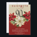 Invitation Elégant Poinsettia Noël 90e anniversaire<br><div class="desc">Elégante Fleur Poinsettia Noël 90e Anniversaire Invitation Pour Femmes. Il Est Facile De Modifier L'Exemple De Texte En Cliquant Personnaliser Ce Modèle. Cliquez Sur Personnaliser Ce Modèle/Modifier À L'Aide De L'Outil De Conception Pour Modifier Le Type De Police, Les Couleurs De Police, La Taille De Police Ou Pour Ajouter/Supprimer/Modifier Le...</div>