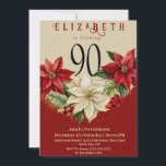 Invitation Elégant Poinsettia Noël 90e anniversaire<br><div class="desc">Elégante Fleur Poinsettia Noël 90e Anniversaire Invitation Pour Femmes. Il Est Facile De Modifier L'Exemple De Texte En Cliquant Personnaliser Ce Modèle. Cliquez Sur Personnaliser Ce Modèle/Modifier À L'Aide De L'Outil De Conception Pour Modifier Le Type De Police, Les Couleurs De Police, La Taille De Police Ou Pour Ajouter/Supprimer/Modifier Le...</div>