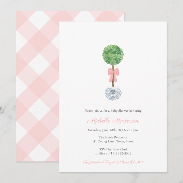 Invitation Élégant Pot de gingembre en buis pour Baby Shower  (Devant / Derrière)