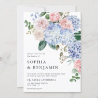 Élégant Poudre bleu rose Hydrangée Mariage formel